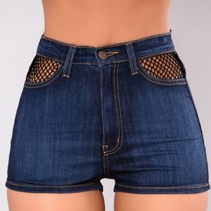 Fashion nova Fish net Jean Shorts
